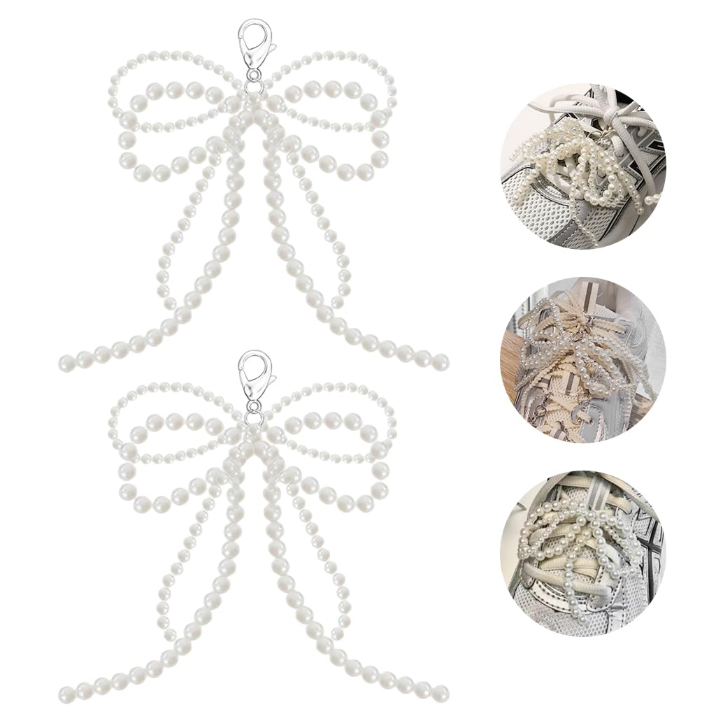 MAYCREATE 1 Pair Pearl Bow Shoe Charms for Sneakers Charms Pearl Sneaker Bows Decorations Bowknot Coquette Aesthetic Keychain Bag Car Charms for Women Gift Jewelry MAYCREATE 1 Pair Pearl Bow Shoe Charms for Sneakers Charms Pearl Sneaker Bows Decorations Bowknot Coquette Aesthetic Keychain Bag Car Charms for Women Gift Jewelry